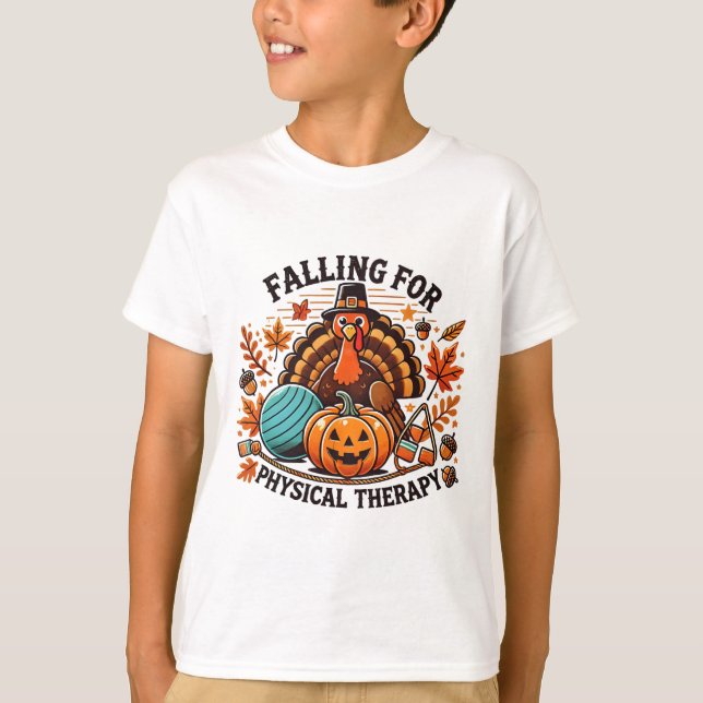 Fallande för fysisk terapi Pumpkin Fall - tack T Shirt (Framsida)