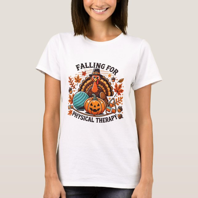 Fallande för fysisk terapi Pumpkin Fall - tack T Shirt (Framsida)