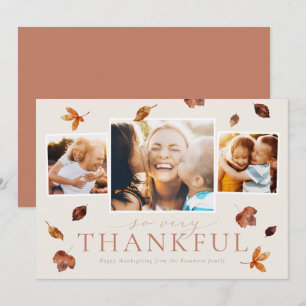Fallande fotokort för Thanksgivingen Löv Julkort