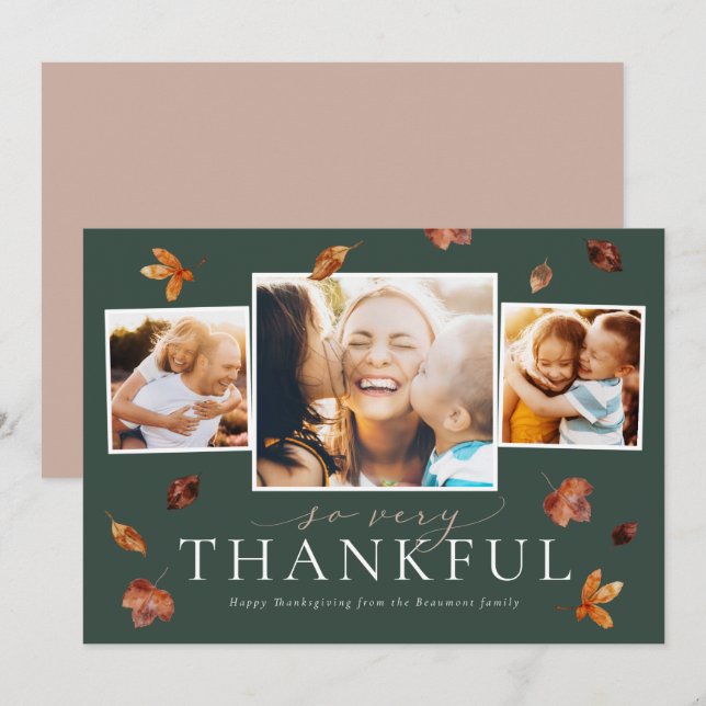 Fallande fotokort för Thanksgivingen Löv Julkort (Fram/baksida)