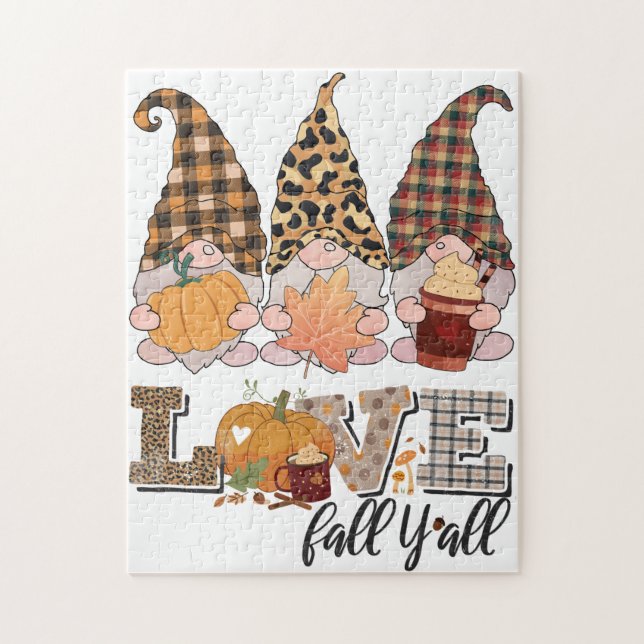 Fallande Gnome kärlek fall, pumpsäsong Pussel (Vertikal)