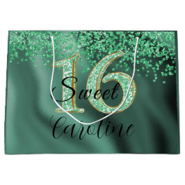Fallande Grönt Glitter Sweet 16 Birthday