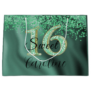 Fallande Grönt Glitter Sweet 16 Birthday