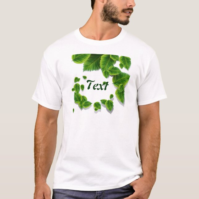 Fallande Grönt Löv T-shirt (Framsida)