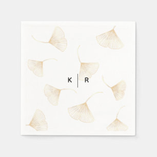 Fallande Guld Ginkgo Löv Bröllop Napkins Pappersservett