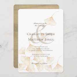 Fallande Guld Ginkgo Löv Elegant bröllop Inbjudningar