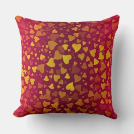 Fallande Hearts Red Guld Kudde