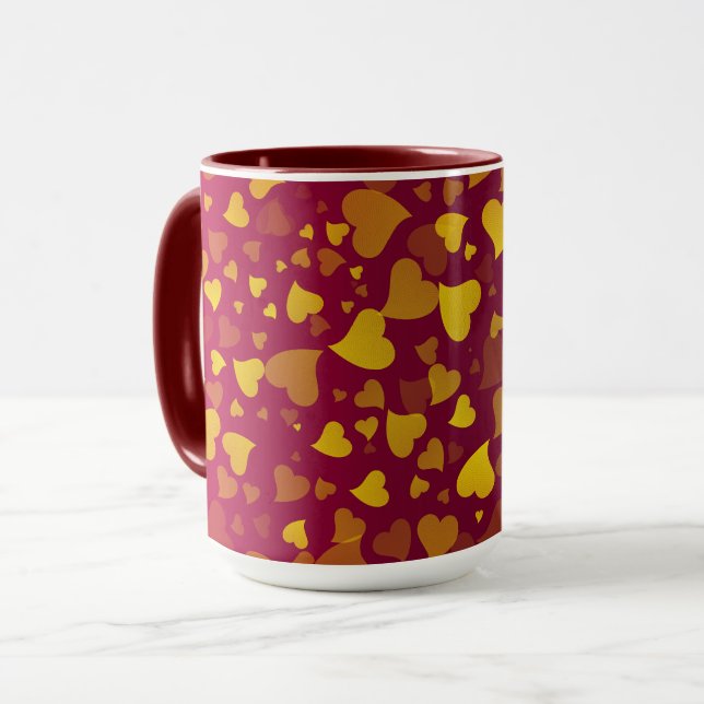 Fallande Hearts Red Guld Mugg (Framsida vänster)