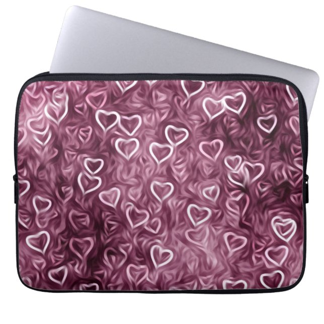 Fallande hjärtan - Rosa Laptop Fodral (Framsidan)