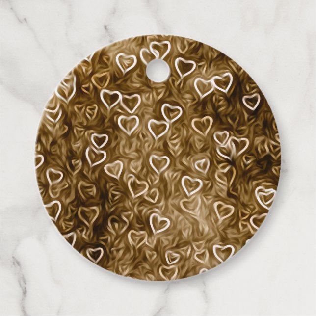 Fallande hjärtan - Sepia Gåvor Etiketter (Framsida)