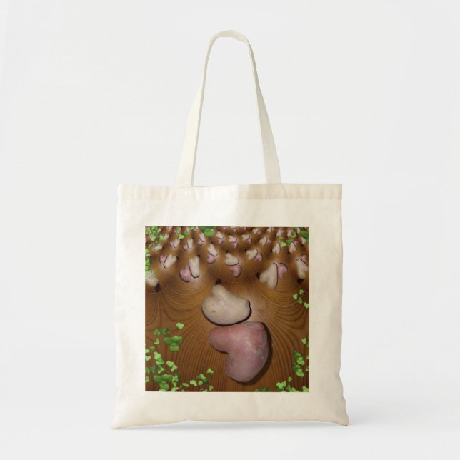 Fallande hjärtor hänger lös tygkasse (Framsidan)