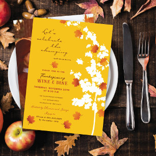 Fallande Höst löv Thanksgiving Middag Party Inbjudningar