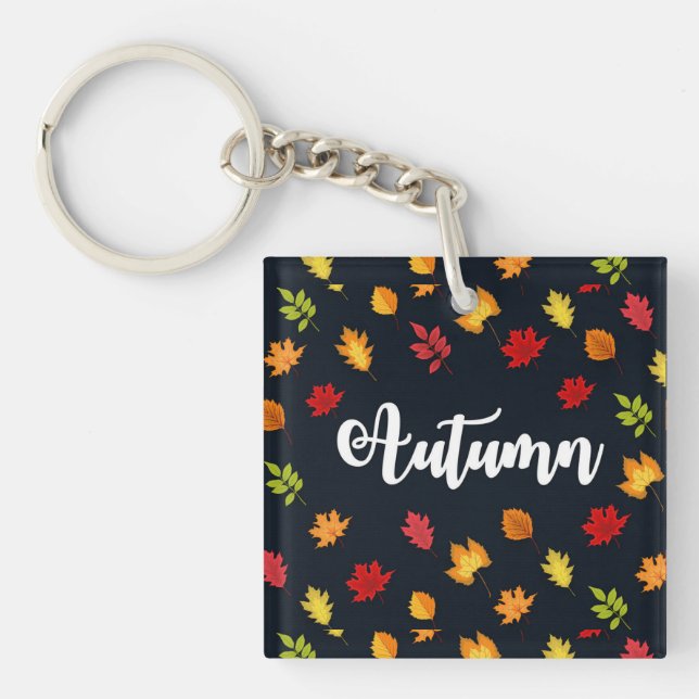 Fallande höstlöven röda orange gula (Framsidan)