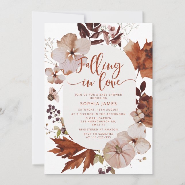 Fallande i babyduschen i Kärlek Inbjudningar (Framsida)