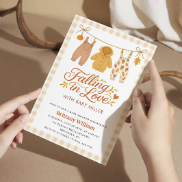 Fallande i Barnkläderna Baby Shower på hösten i Kä Inbjudningar