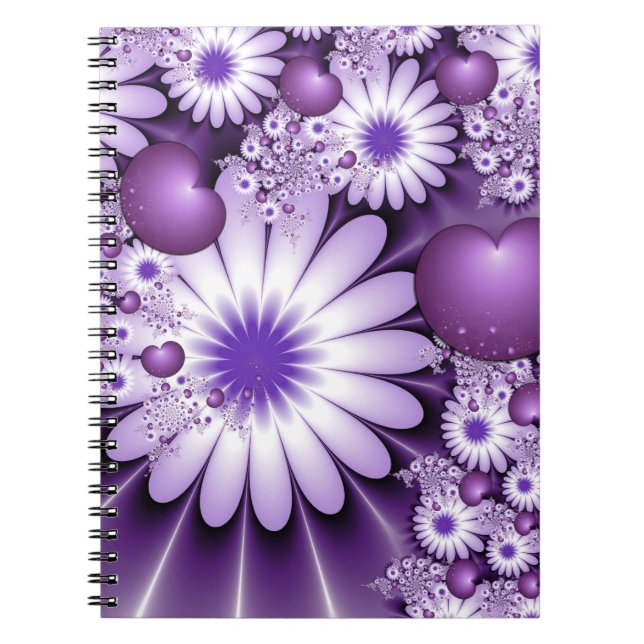 Fallande i Kärlek Abstrakt Flowers & Hearts Fracta Anteckningsbok (Framsidan)