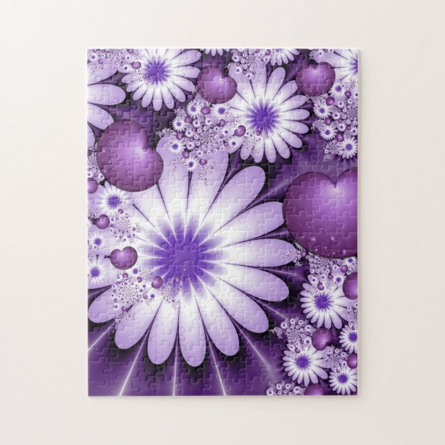 Fallande i Kärlek Abstrakt Flowers & Hearts Fracta Pussel (Vertikal)