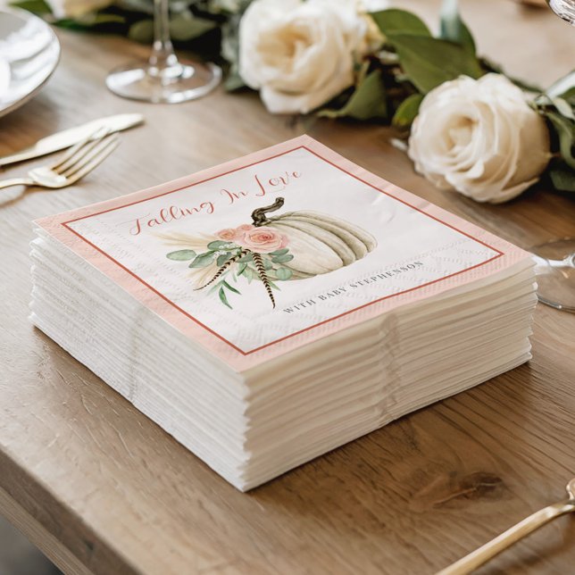 Fallande i Kärlek Baby Shower Pumpkin Blommigt Ros Pappersservett (Skapare uppladdad)