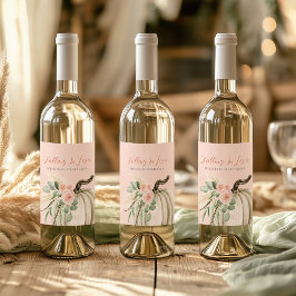 Fallande i Kärlek Baby Shower Pumpkin Blommigt Ros Vinflaska Etikett