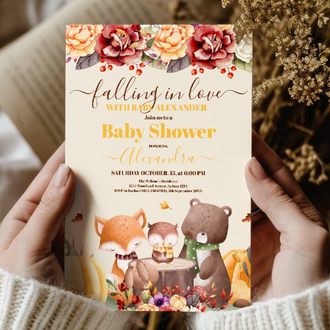 Fallande i Kärlek Baby Woodland Baby Shower Inbjudningar (Skapare uppladdad)