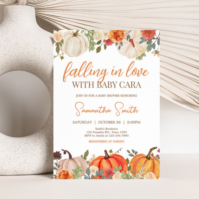 Fallande i Kärlek Blommigt Pumpkin Baby Shower Inbjudningar (Fall Floral Pumpkin Baby Shower Invitation)