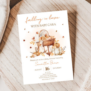 Fallande i Kärlek Pumpkin Baby Shower Inbjudningar
