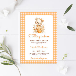 Fallande i Kärlek Pumpkin Bear Baby Shower Inbjudningar