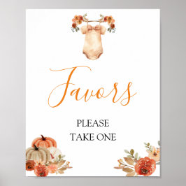Fallande i Kärlek Pumpkin Blommigt Baby Shower-fav Poster