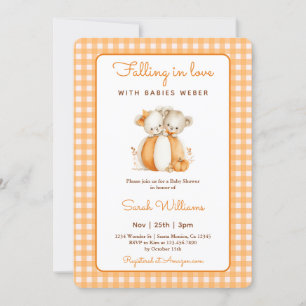 Fallande i Kärlek Pumpkin Twillingar Baby Shower Inbjudningar