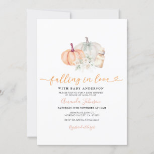 Fallande i Kärlek Rustic Pumpkins Fall Baby Shower Inbjudningar