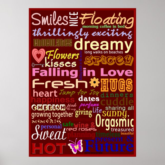 Fallande i Kärlek WordArt™-Poster Poster (Framsidan)