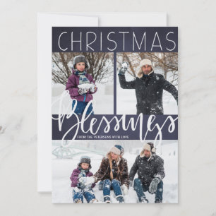 Fallande julvälsignelse från snö, typografi julkort