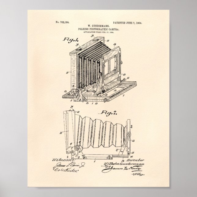 Fallande kamera 1904 Patent Art - Gammal peper Poster (Framsidan)