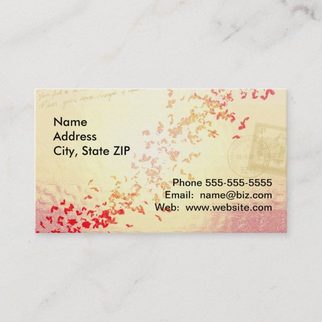 Fallande kärlekhjärtor visitkort (Framsida)