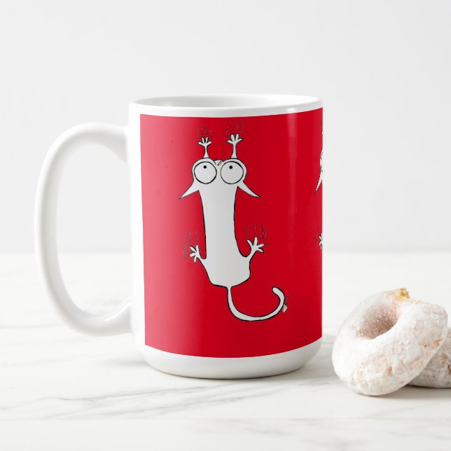 FALLANDE KATT RÖD  KATTER MUG KAFFEMUGG (Med munk)