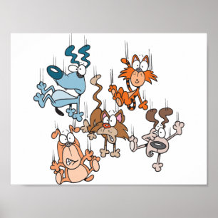 Fallande katter och hundaffisch poster