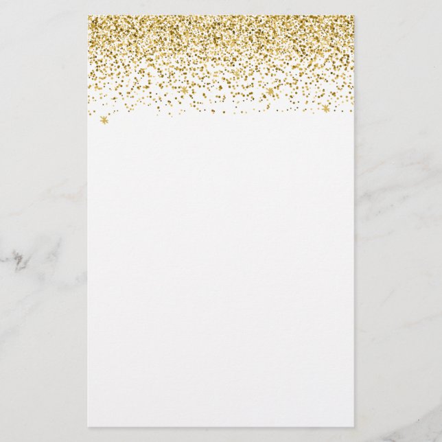 Fallande konfetti Guld Glitter Brevpapper (Framsida)