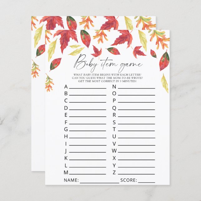 Fallande löv - Baby artikelspel. Barnstödsspel (Fram/baksida)