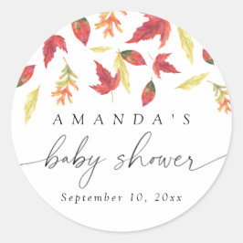 Fallande löv Baby Shower Runt Klistermärke