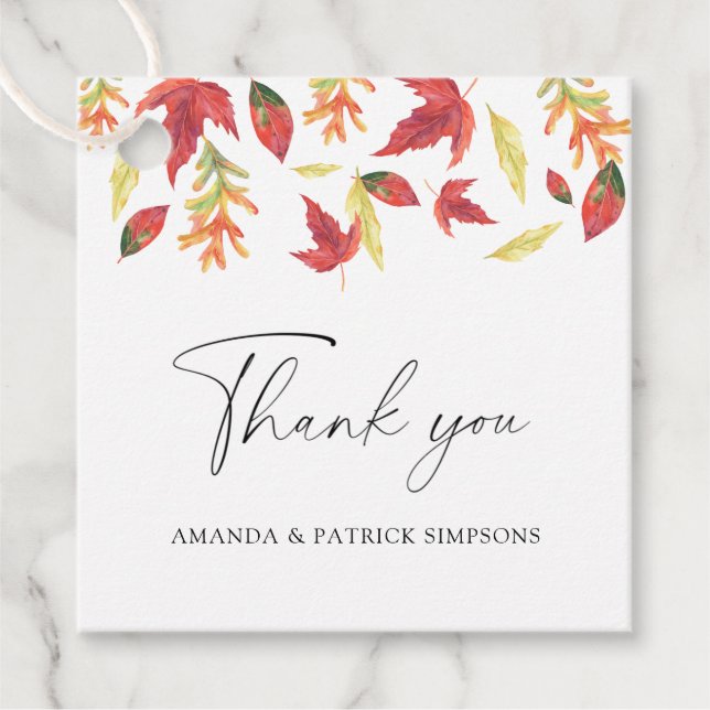 Fallande löv - Bröllop Tack Gåvor Etiketter (Framsida)