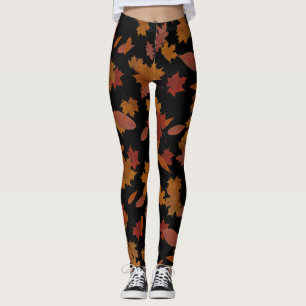 Fallande löv för höst på anpassningsbarsvart leggings