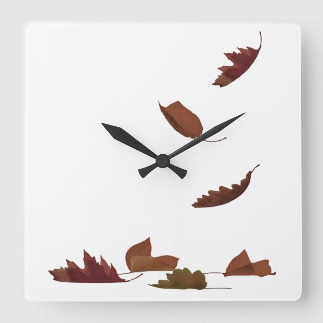 Fallande Löv Fyrkantig Klocka (Framsida)