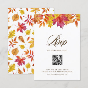 Fallande Löv Garland Autumn Bröllop QR-kod OSA Kort