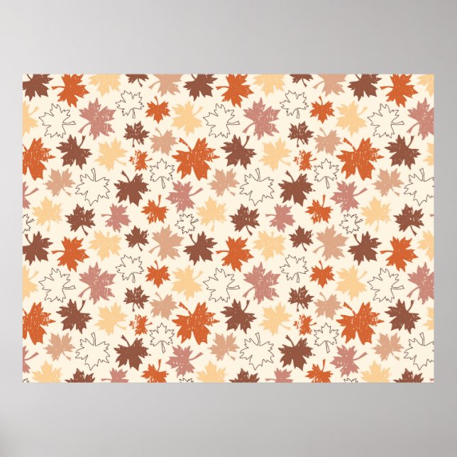 Fallande löv i naturjordens höstdesign poster (Framsidan)