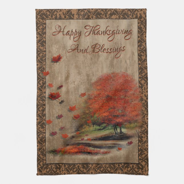 Fallande Löv Liggande kökshandduk (Vertikal)