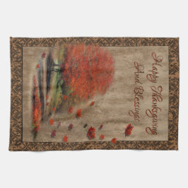 Fallande Löv liggande Kökshandduk