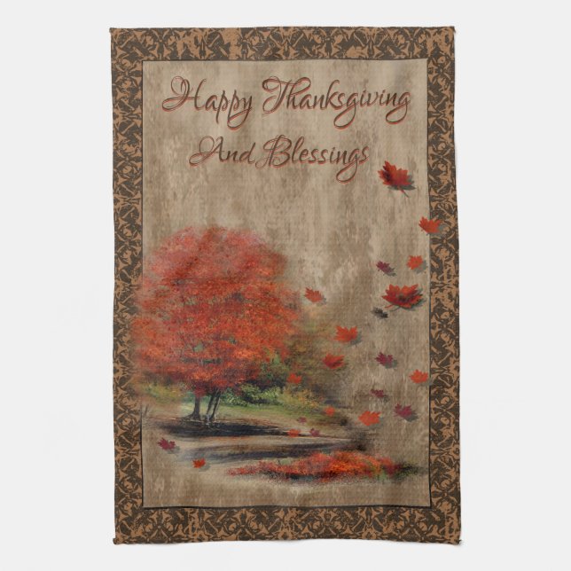 Fallande Löv liggande Kökshandduk (Vertikal)