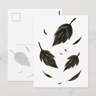 Fallande Löv - minimalistisk Bläck-natur på Vykort