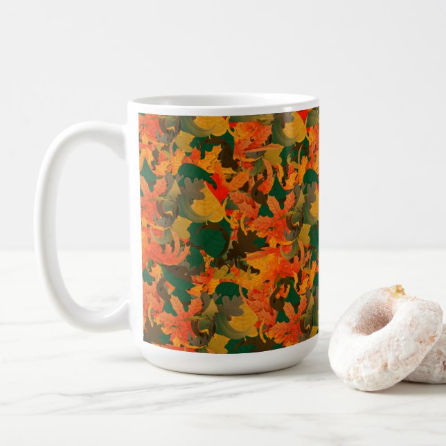 Fallande löv mönster för hösten kaffemugg (Med munk)