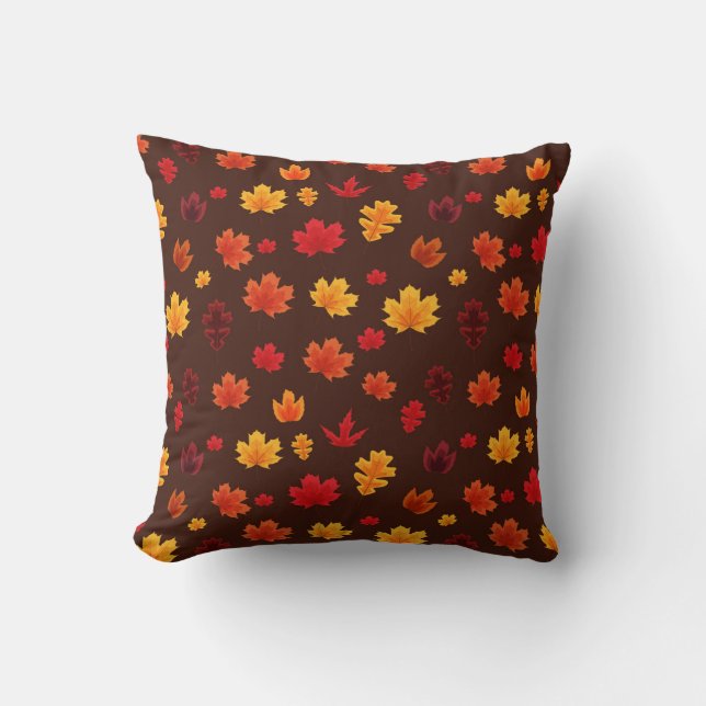 Fallande Löv Mönster - Rustic Autumn Decor Kudde (Framsida)